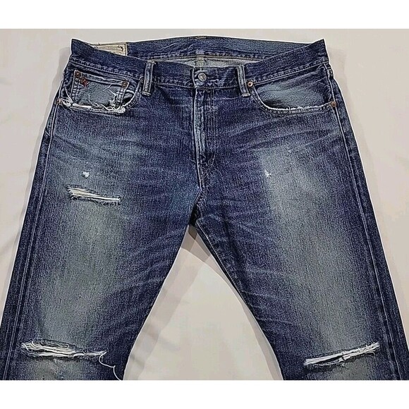 Polo Ralph Lauren Jeans Men’s Varick Slim Straight 36X30 Medium Wash Distressed - Picture 4 of 16